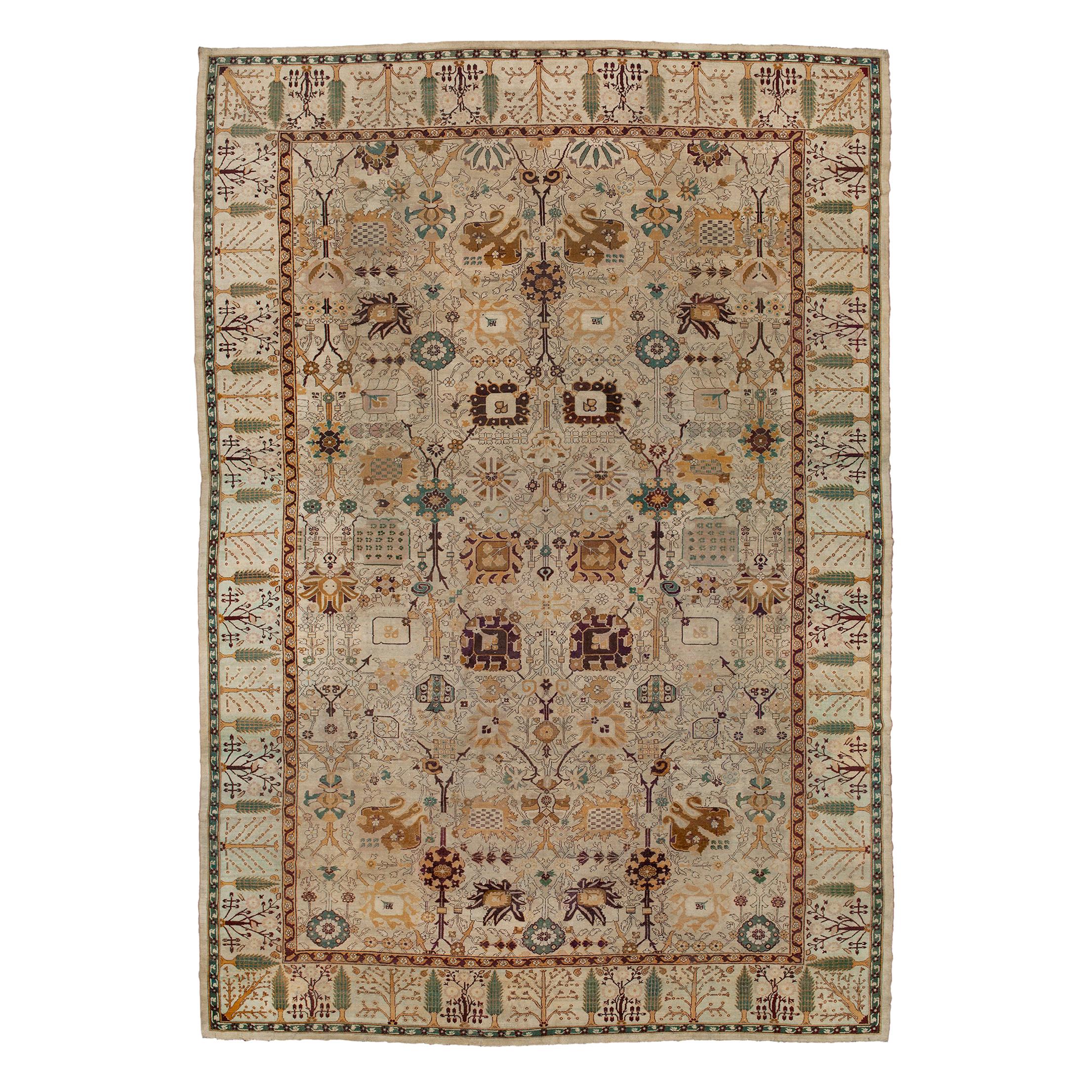 Late 19th Century Indian Agra Rug For Sale