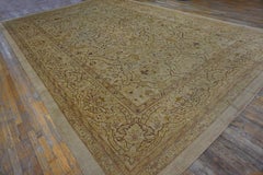 1890s Earth Tonal Allover Antique Indian Amritsar Carpet 11' x 17' Wool Rug