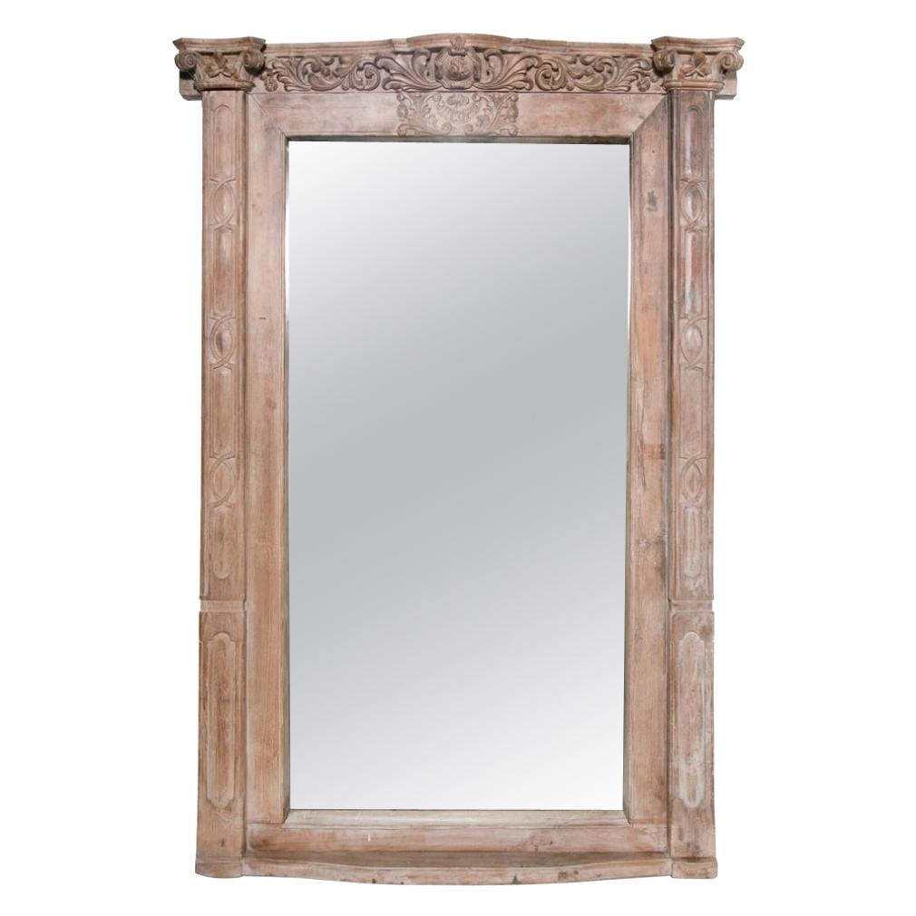 Late 19th Century Indian Teak Door Frame Mirror For Sale