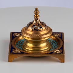 Late 19th Century Inkwell with Enamel Decoration, France, circa 1870-1890