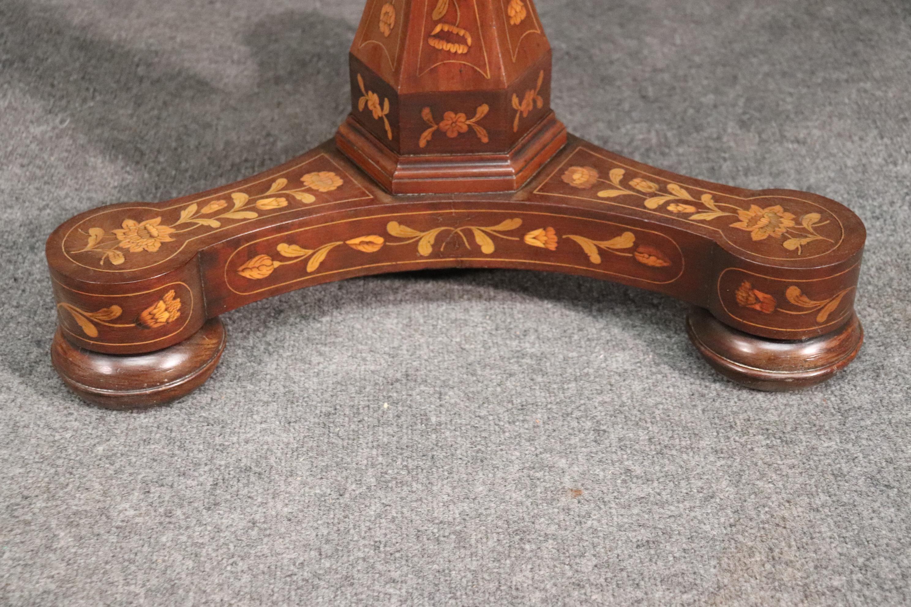 Late 19th Century Inlaid Dutch Marquetry Mahogany and Satinwood Center Table 6