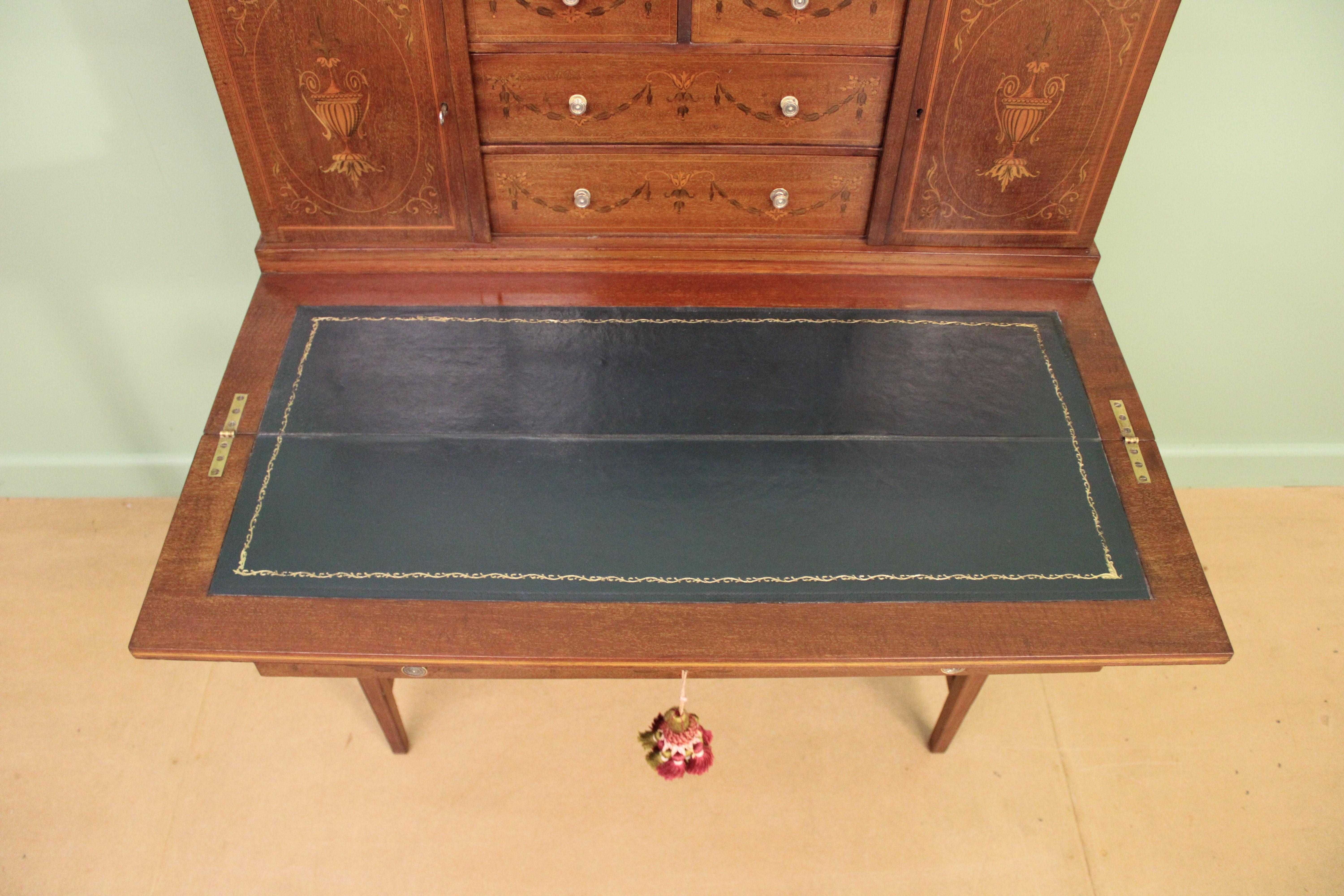Late 19th Century Inlaid Mahogany Bonheur Du Jour by Jas Shoolbred & Co. For Sale 5