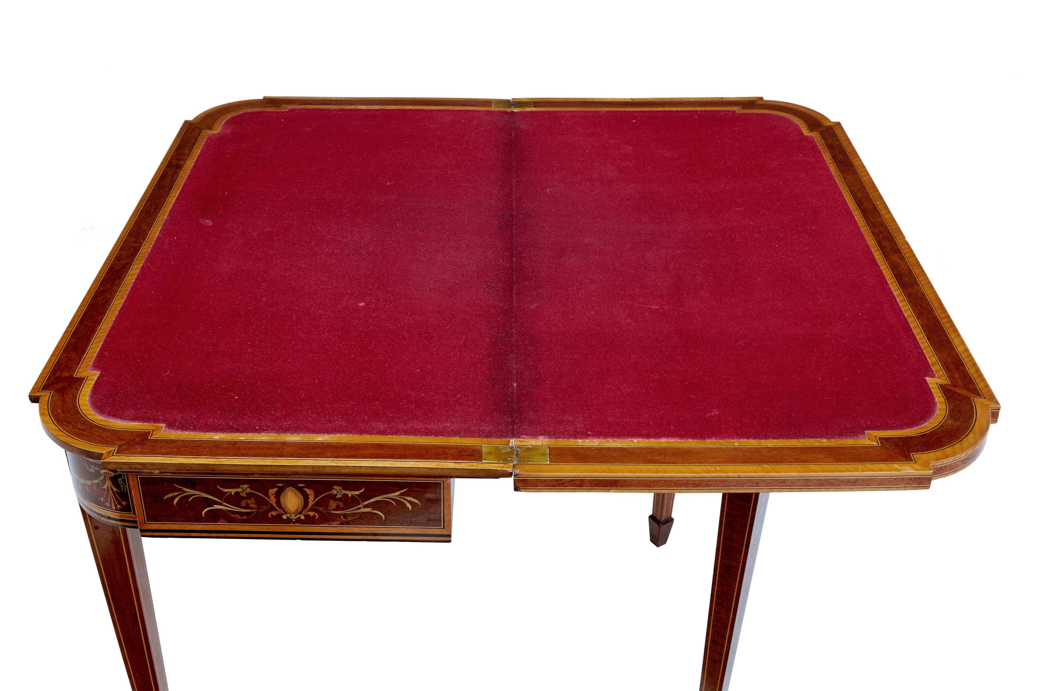 Victorian Late 19th Century Inlaid Mahogany Card Table by Edwards and Roberts