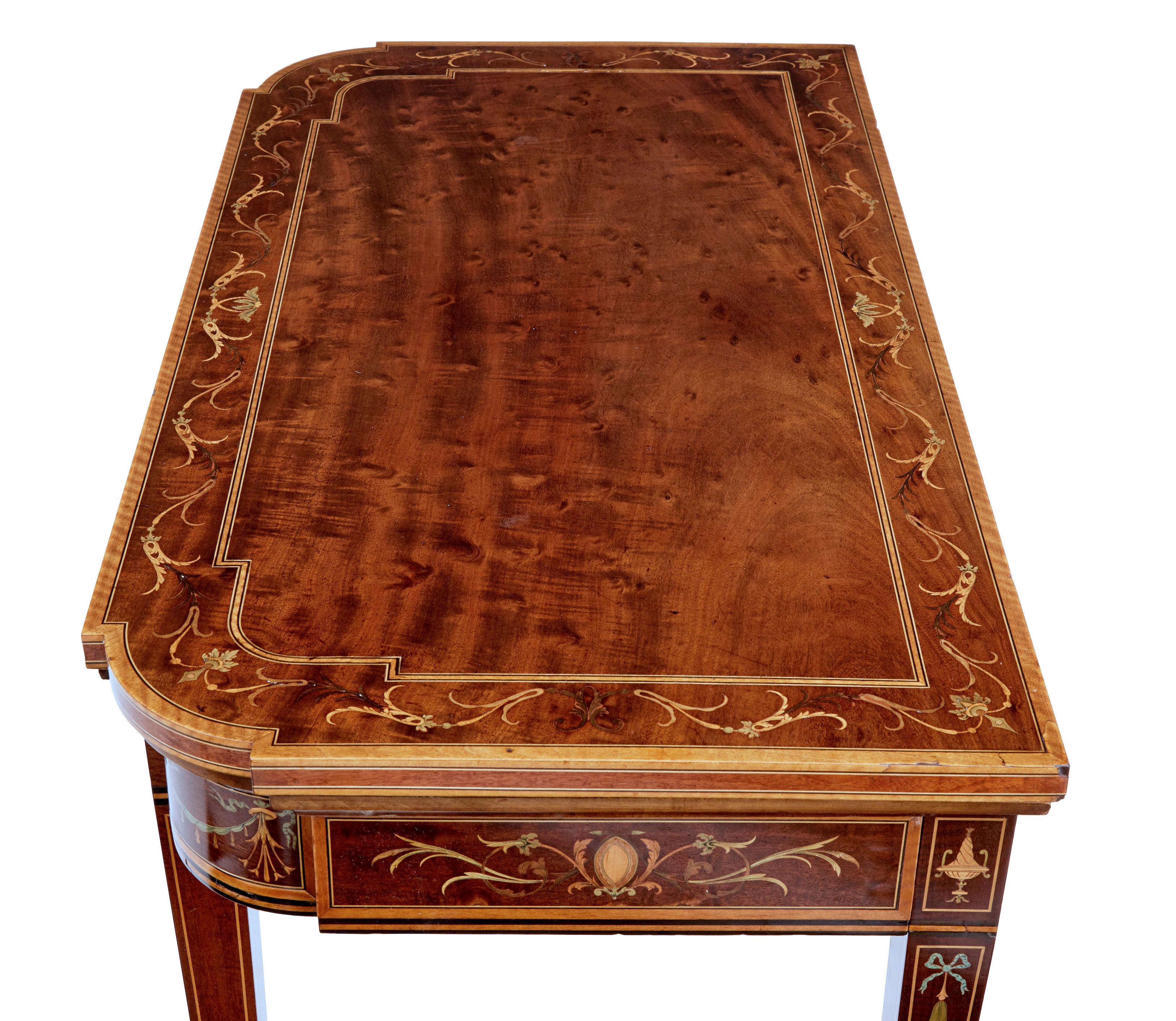 English Late 19th Century Inlaid Mahogany Card Table by Edwards and Roberts