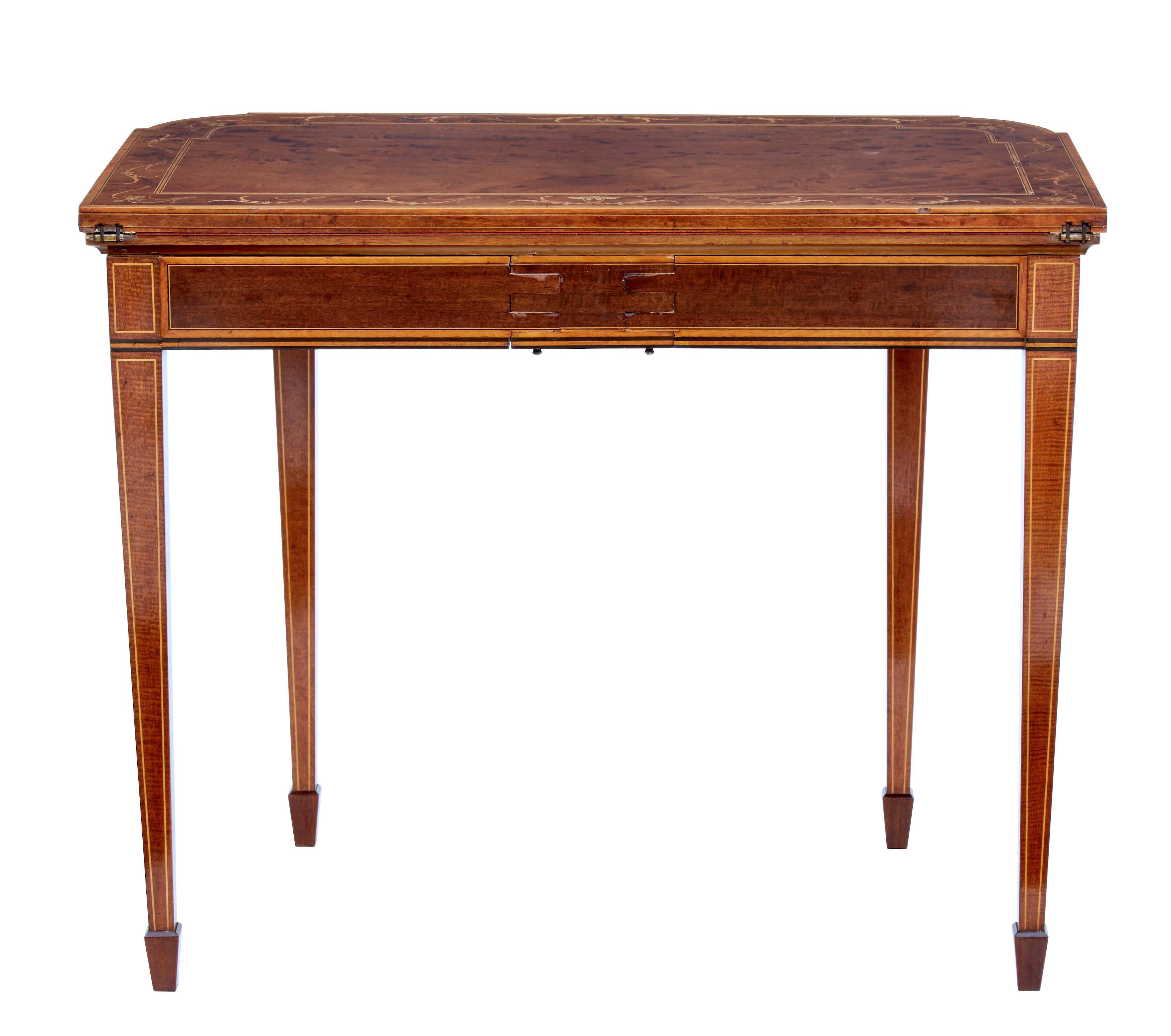 Inlay Late 19th Century Inlaid Mahogany Card Table by Edwards and Roberts