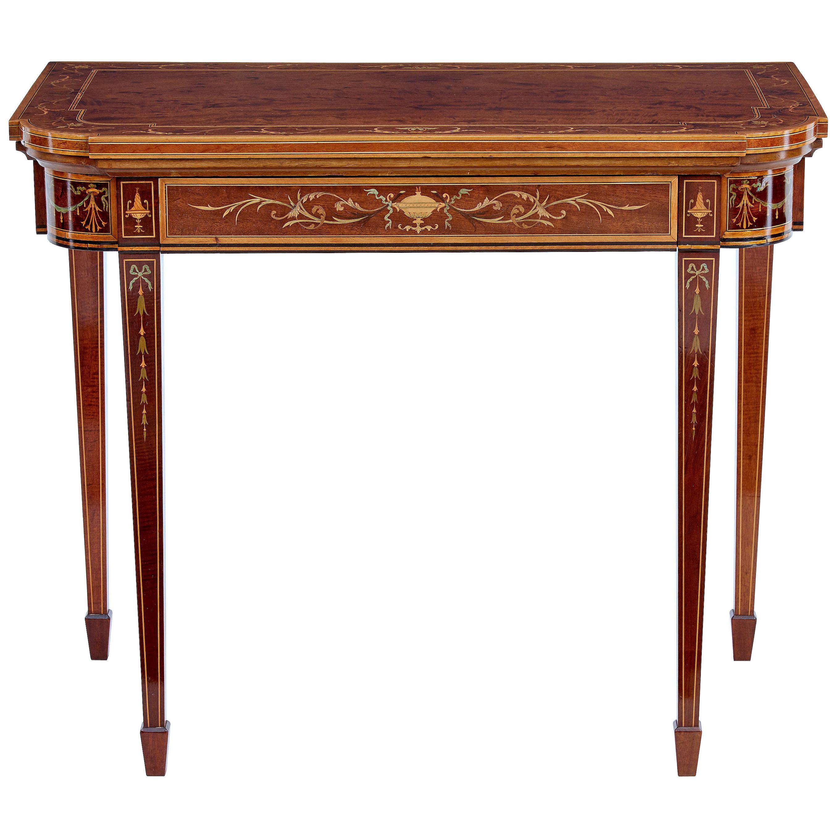Late 19th Century Inlaid Mahogany Card Table by Edwards and Roberts