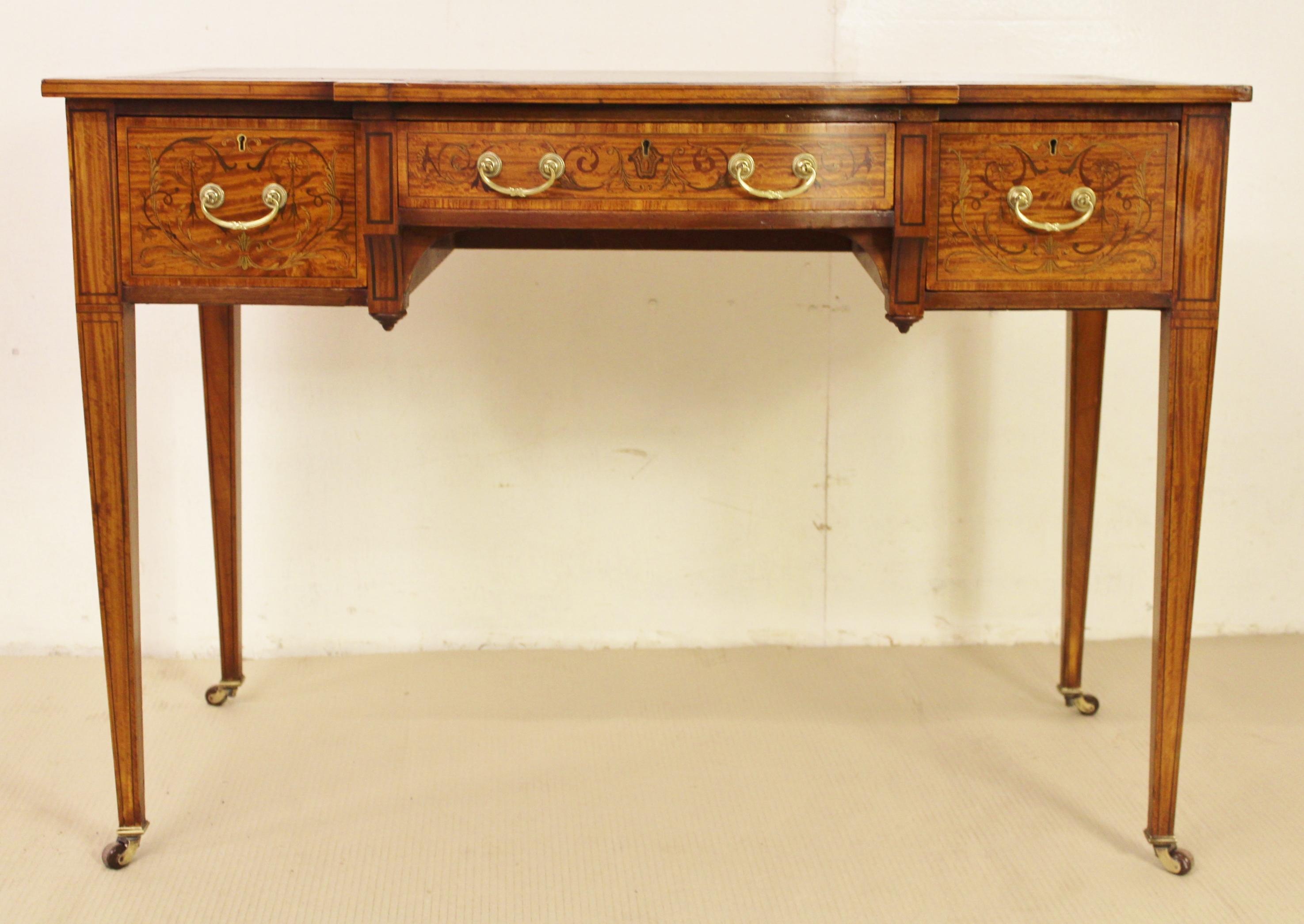 Late 19th Century Inlaid Satinwood Writing Desk by Maple and Co 5
