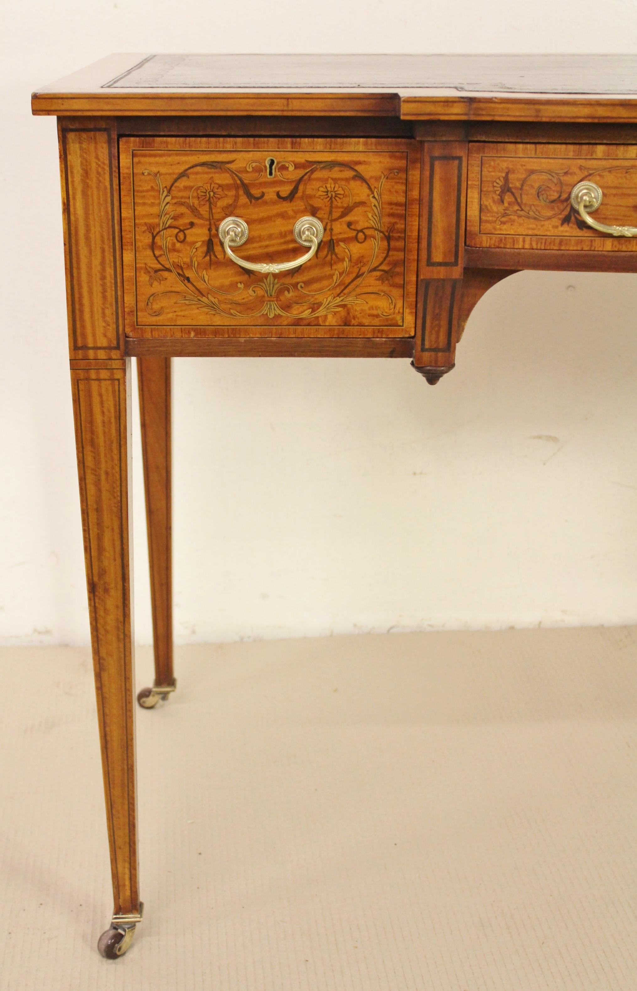 Late 19th Century Inlaid Satinwood Writing Desk by Maple and Co 6