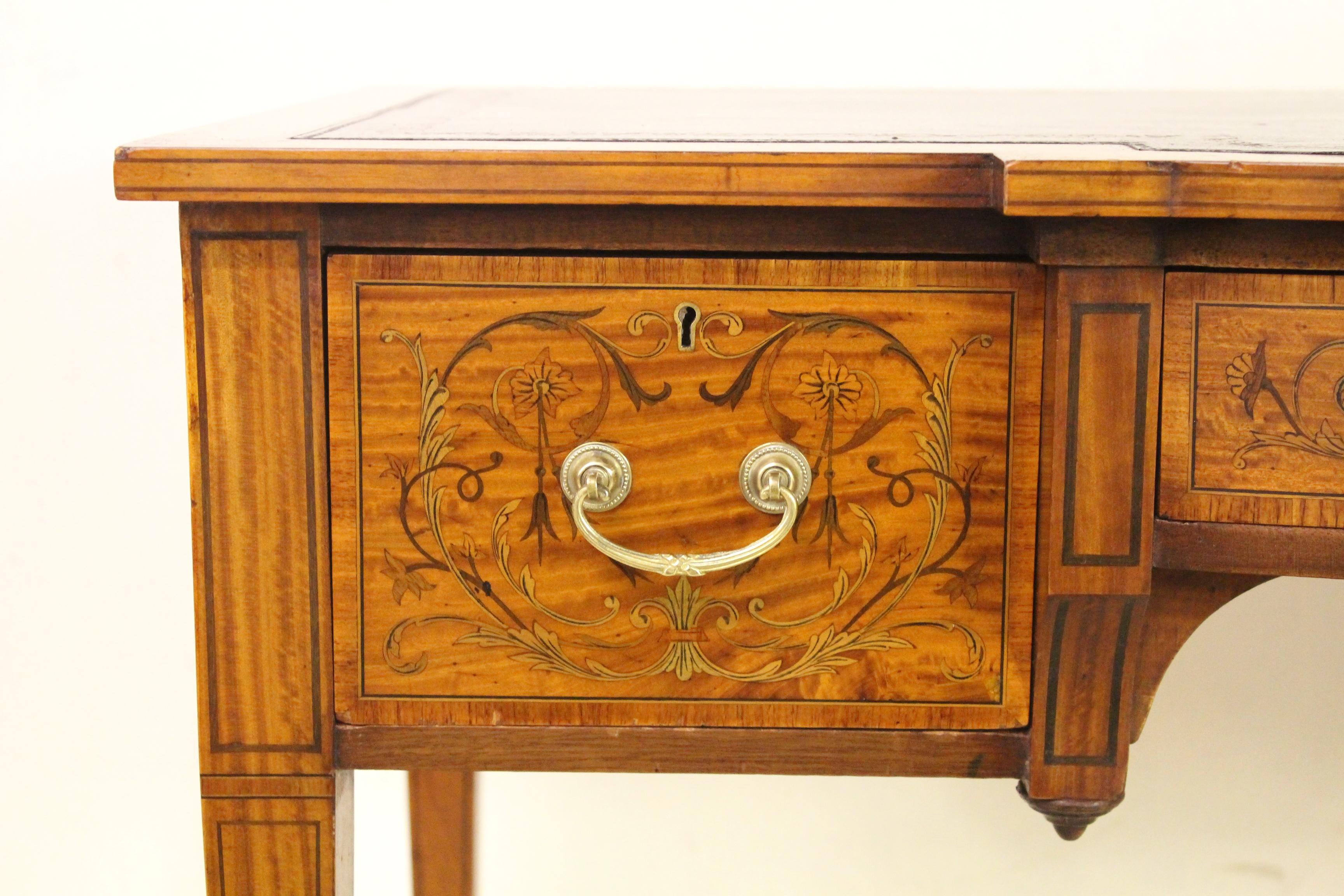 Late 19th Century Inlaid Satinwood Writing Desk by Maple and Co 7