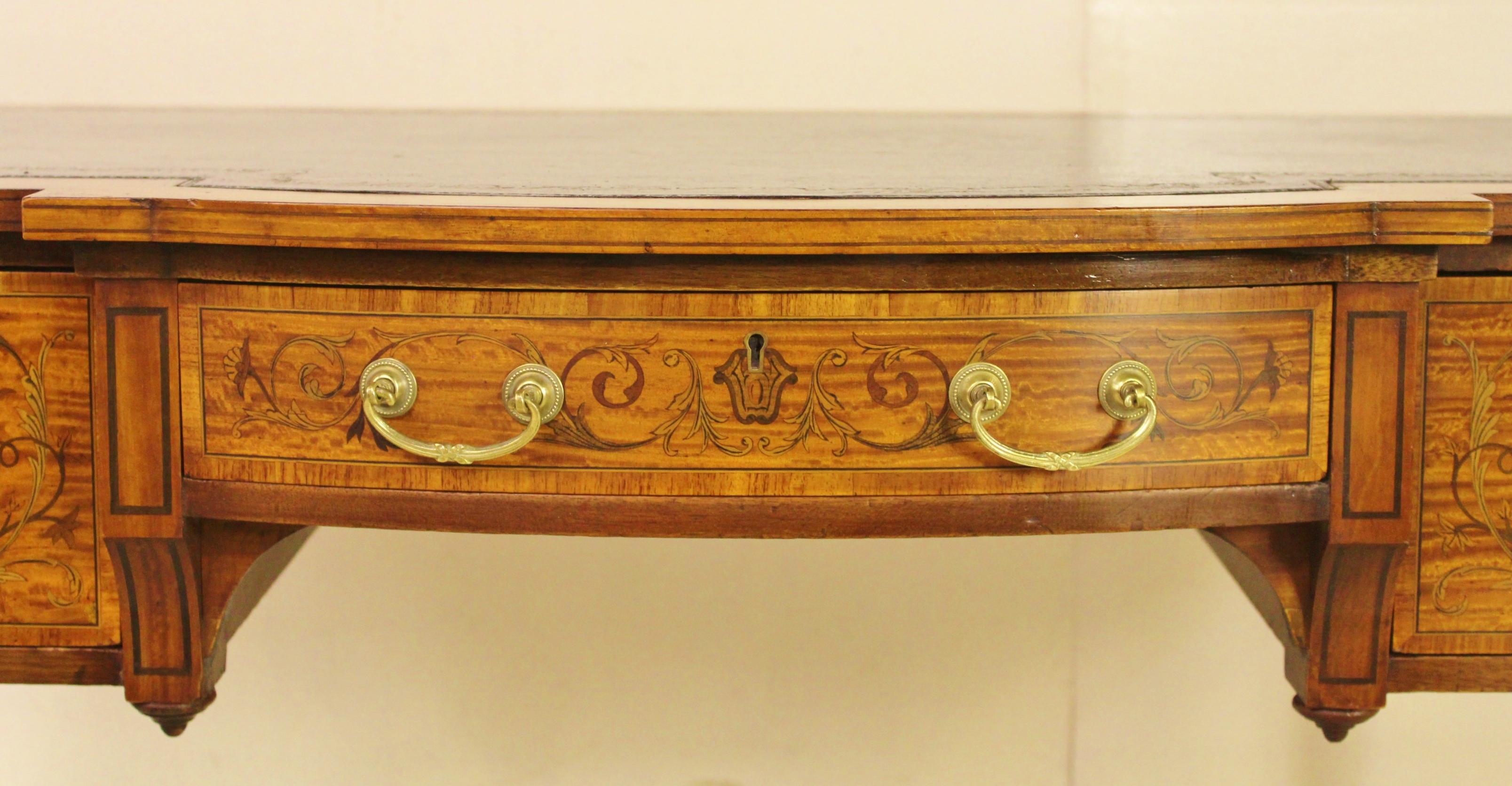 Late 19th Century Inlaid Satinwood Writing Desk by Maple and Co 8