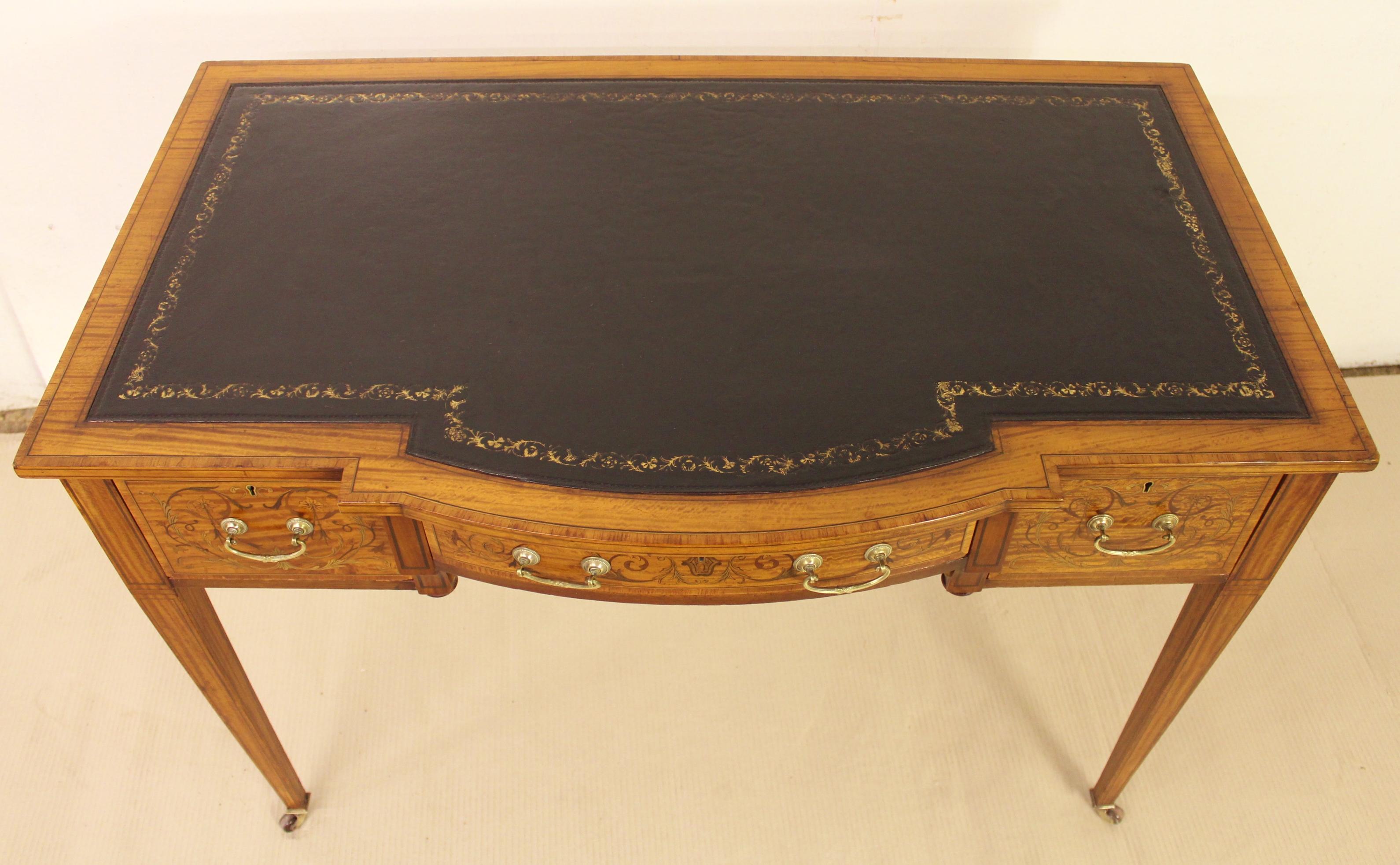 Late 19th Century Inlaid Satinwood Writing Desk by Maple and Co 10