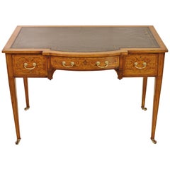 Antique Late 19th Century Inlaid Satinwood Writing Desk by Maple and Co