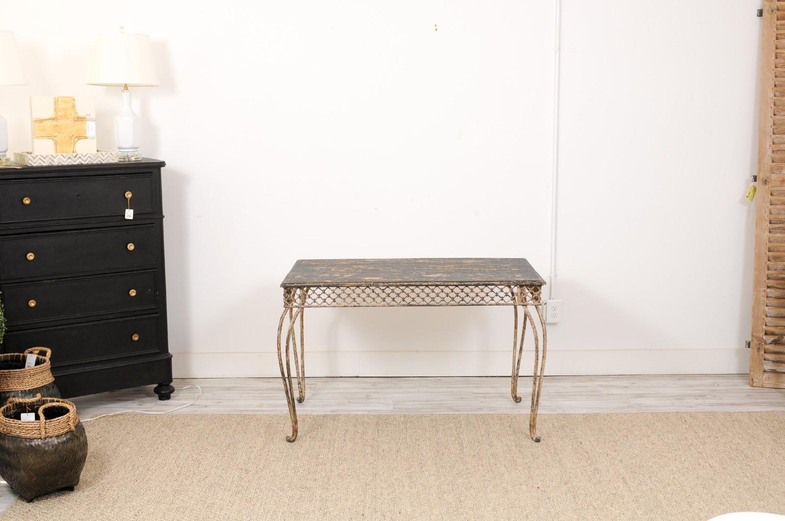 French Late 19th Century Iron and Wood Garden Table