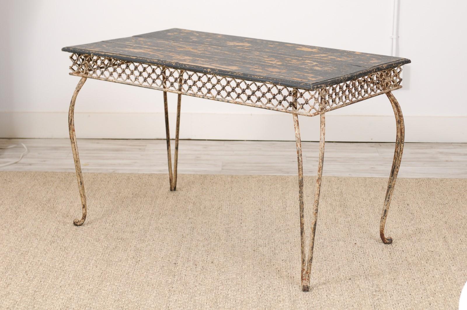 Late 19th Century Iron and Wood Garden Table 3