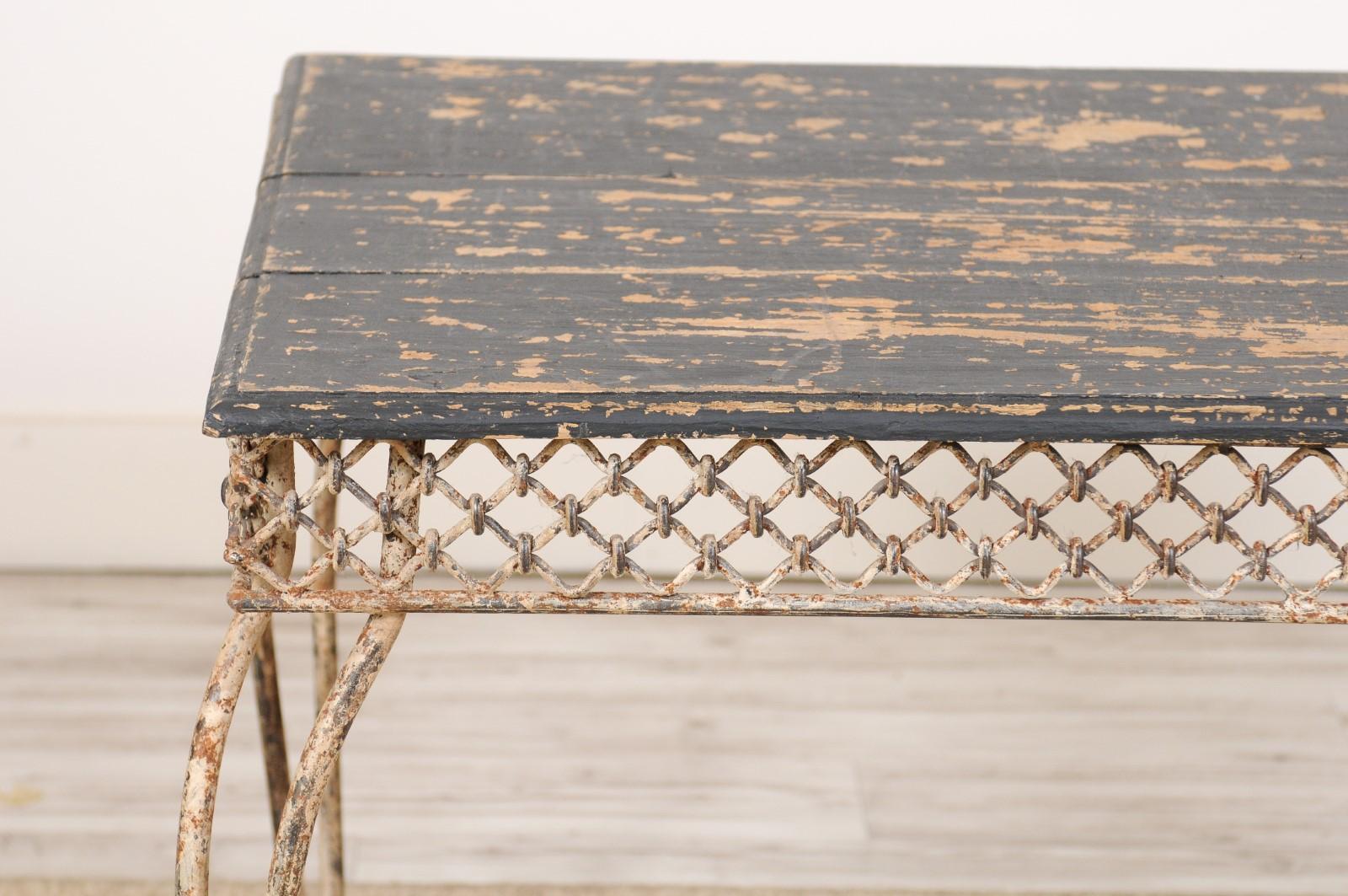 Late 19th Century Iron and Wood Garden Table 5