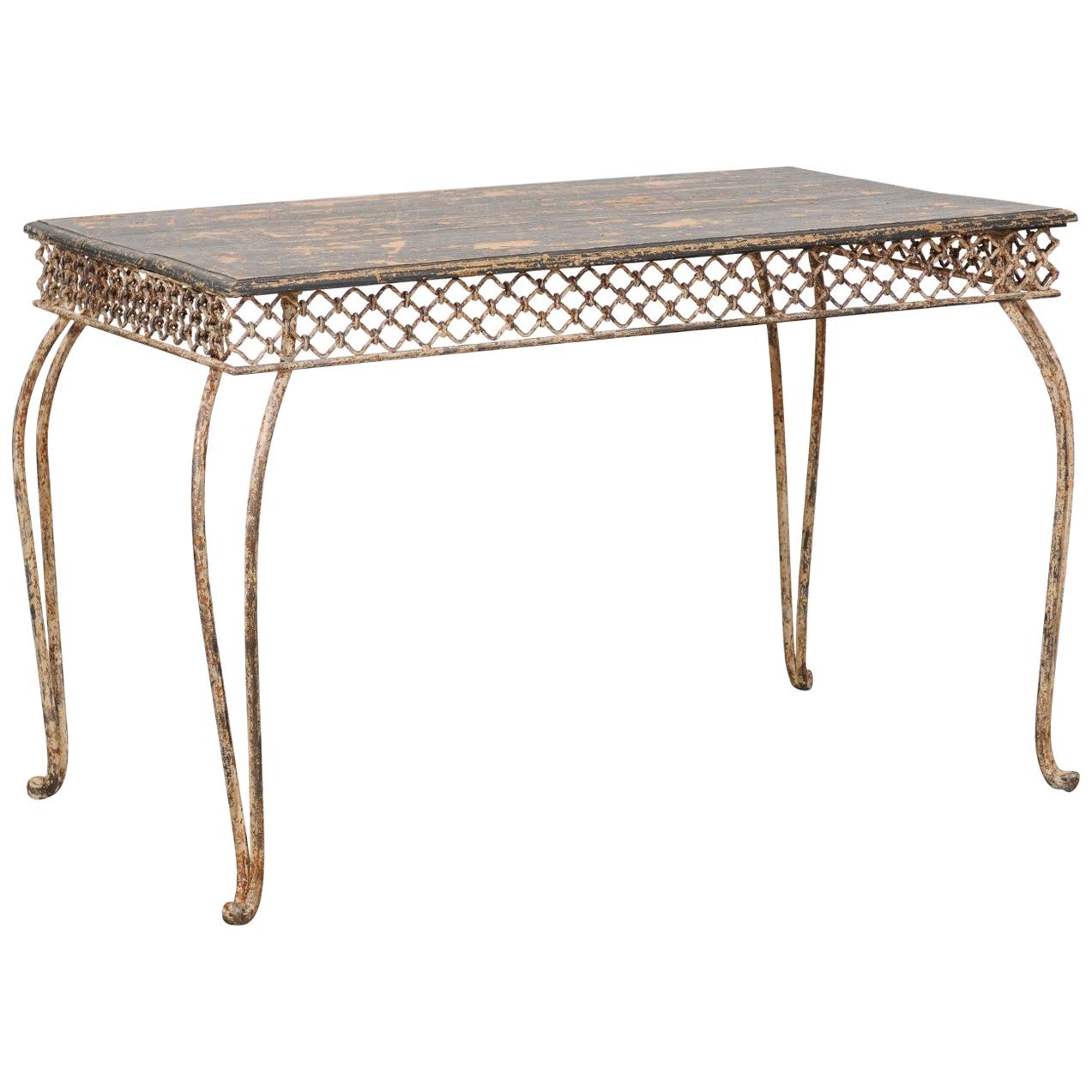 Late 19th Century Iron and Wood Garden Table