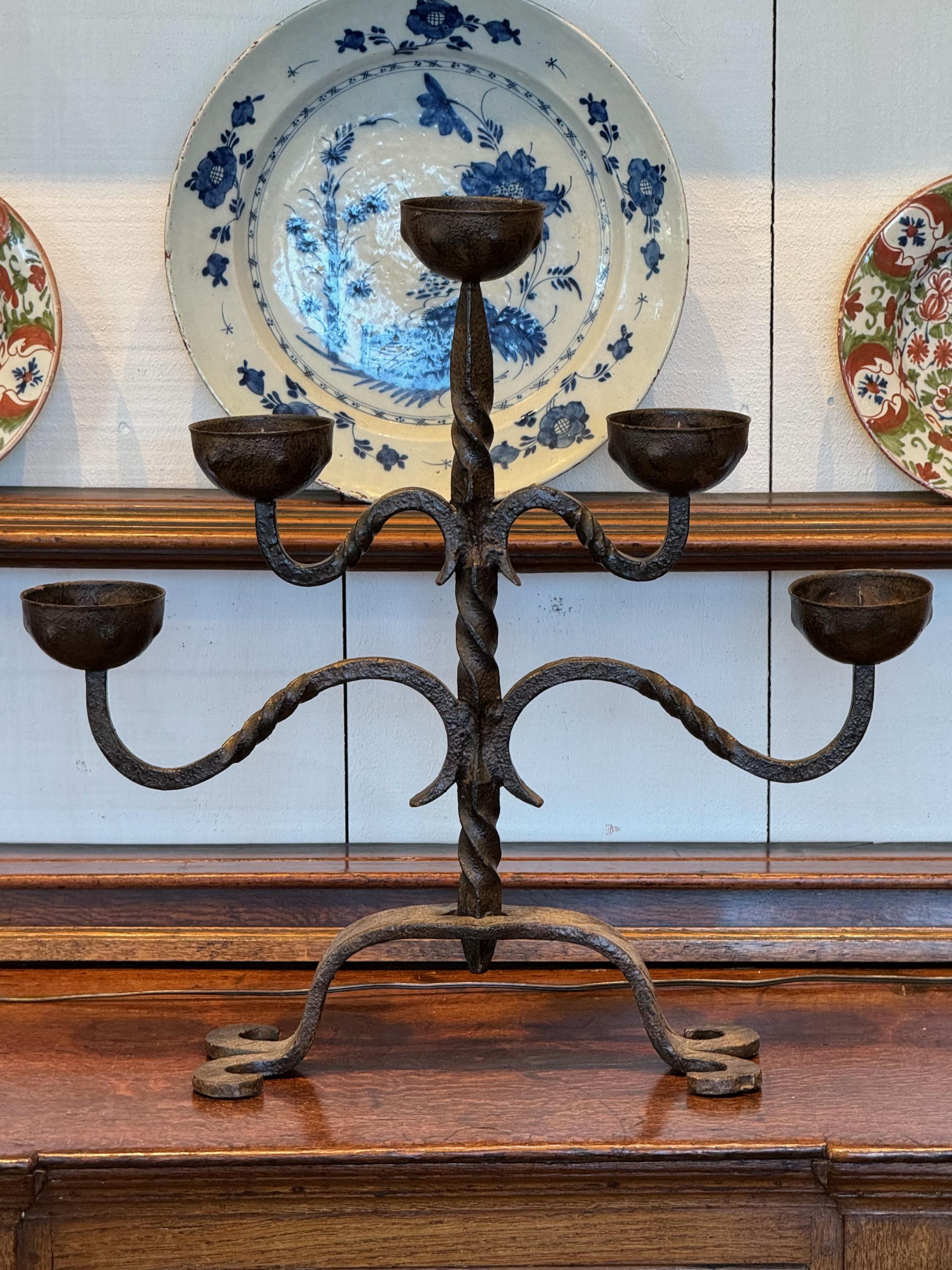 Late 19th Century Iron Candle Stand In Good Condition For Sale In Charlottesville, VA