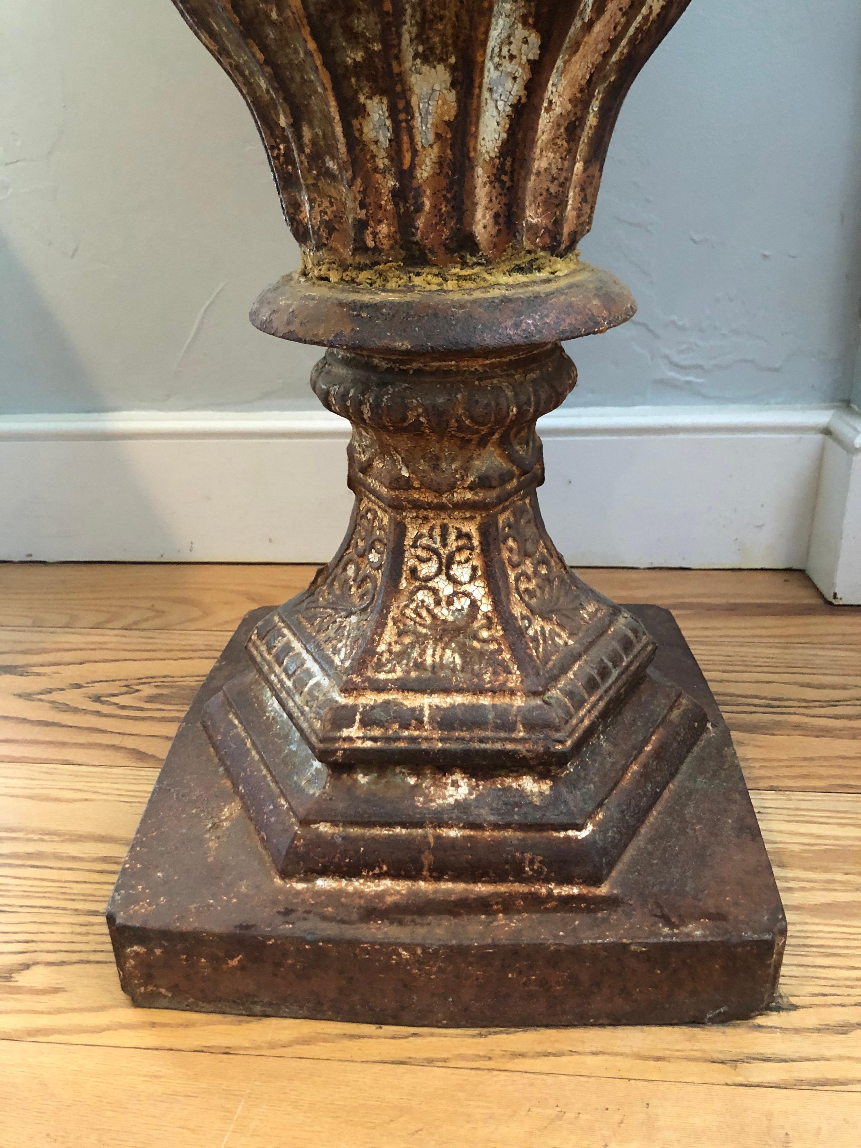 Late 19th Century Iron Garden Urn Attributed to J. W. Fiske For Sale 11