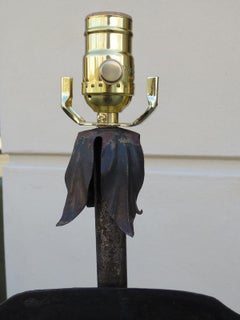 Late 19th Century Iron Pole Screen as Floor Lamp