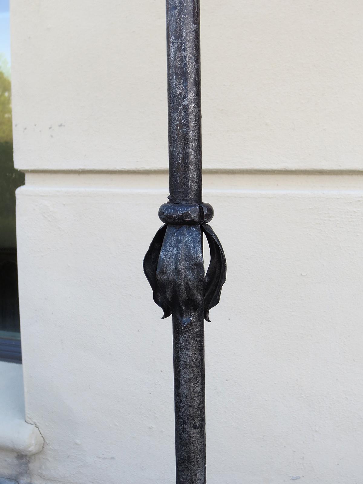 Wood Late 19th Century Iron Pole Screen as Floor Lamp For Sale