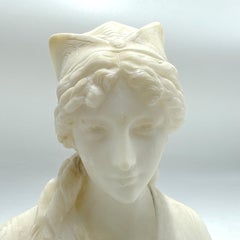 Late 19th Century Italian Alabaster and Marble Bust of a Young Woman