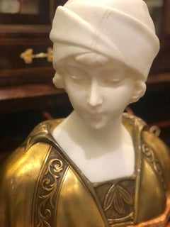 Late 19th Century Italian Alabaster Bust of a Woman, Attributed to Pugi, 1880