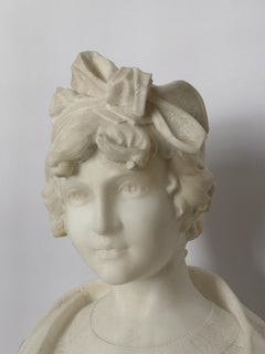 Late 19th Century Italian Alabaster Bust of a Woman by E.Battilgia