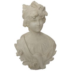 Late 19th Century Italian Alabaster Bust of a Woman by E.Battilgia