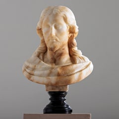 Late 19th Century Italian Alabaster Bust of Christ