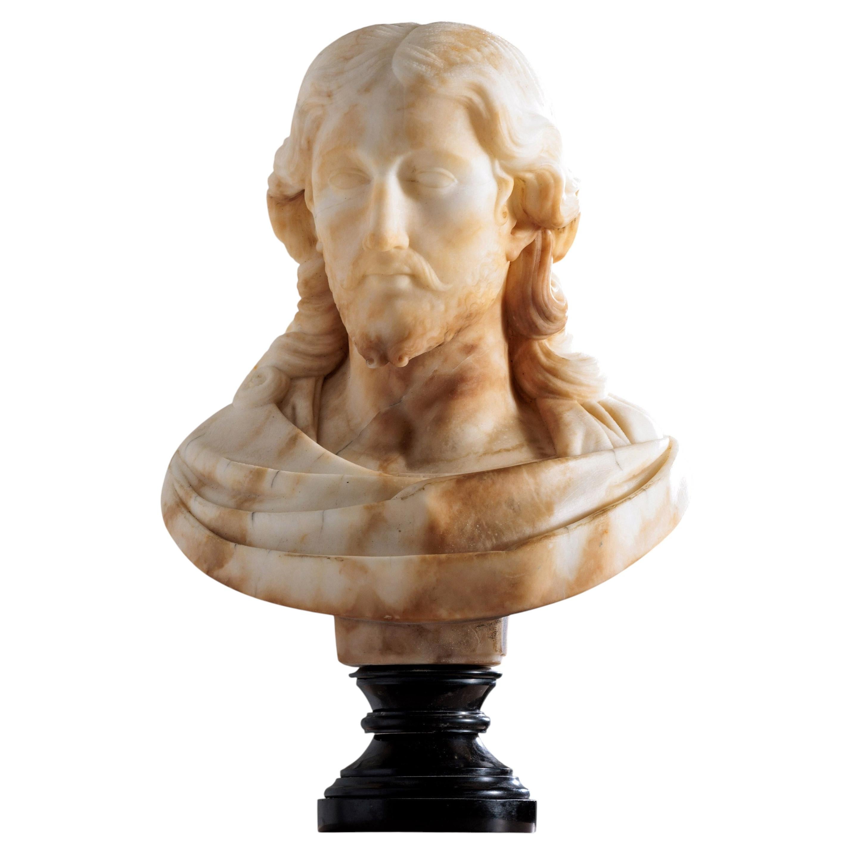 Late 19th Century Italian Alabaster Bust of Christ