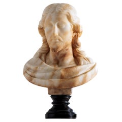 Late 19th Century Italian Alabaster Bust of Christ