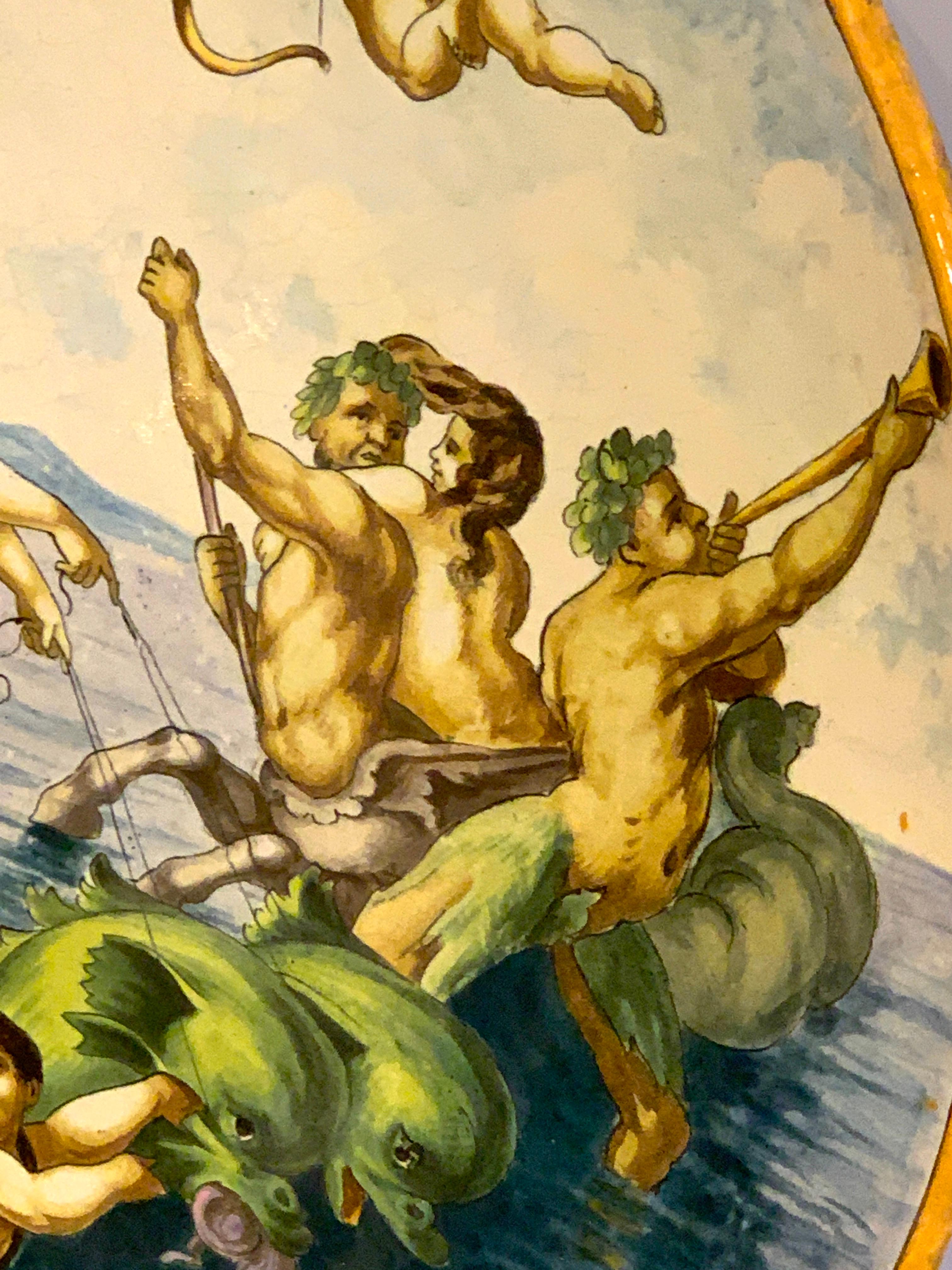 Hand-Painted Late 19th Century Italian Allegorical Majolica Charger