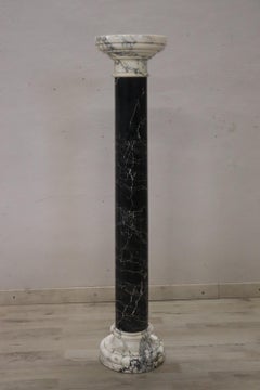 Late 19th Century Italian Antique Column in Black and White Marble