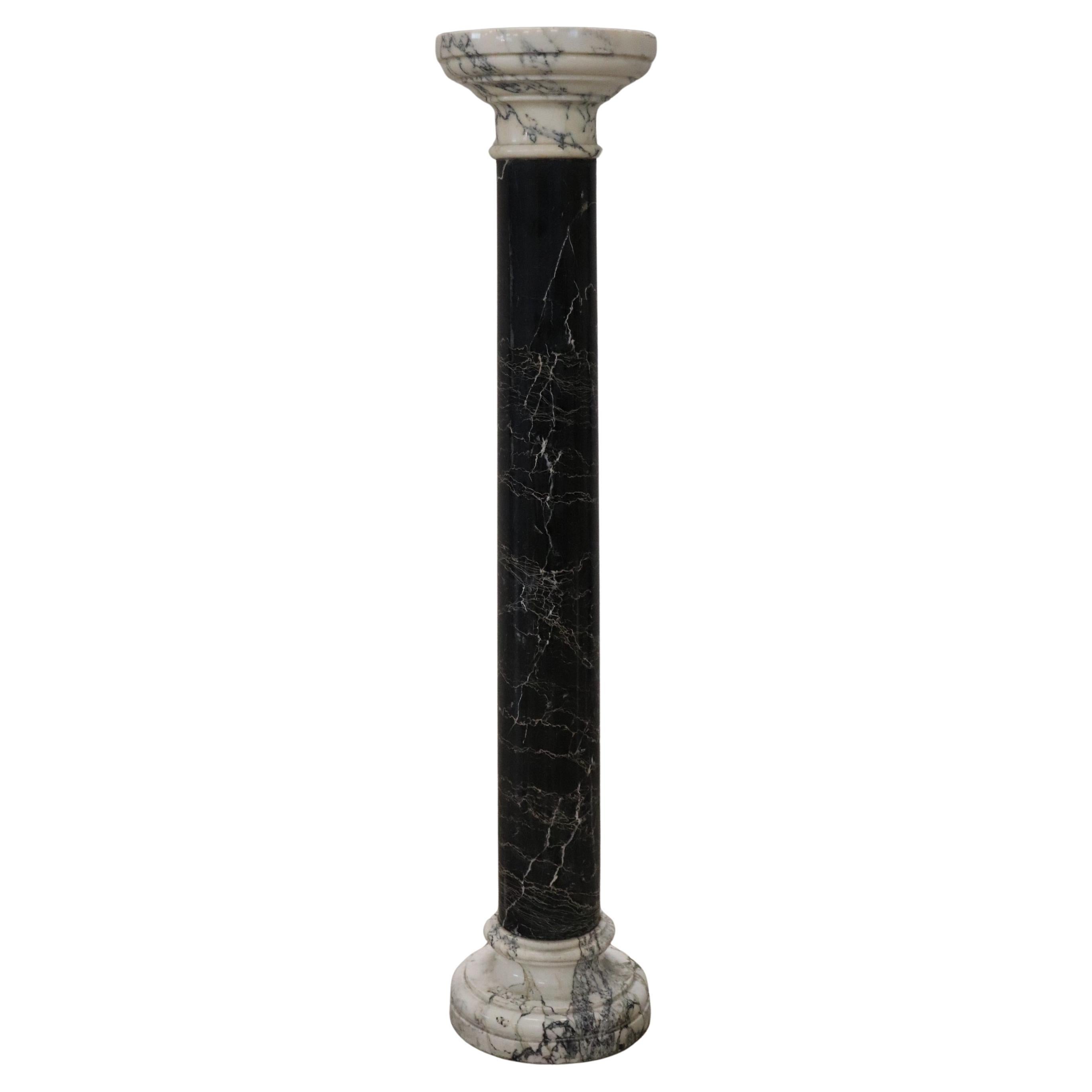 Late 19th Century Italian Antique Column in Black and White Marble
