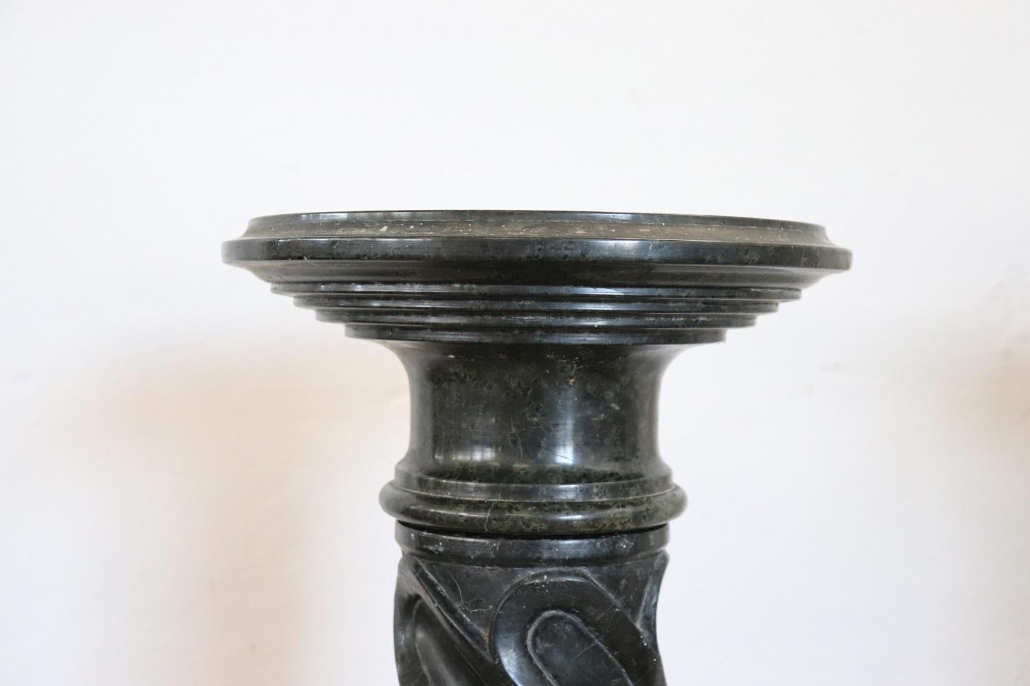 Late 19th Century Italian Antique Column in Black Marble  In Good Condition For Sale In Casale Monferrato, IT