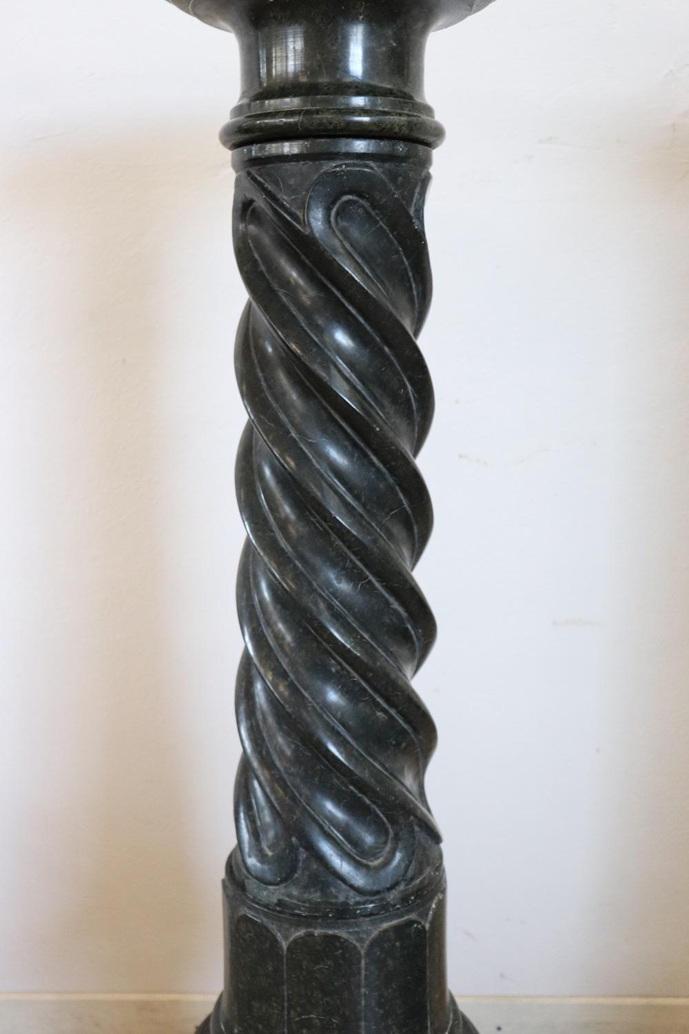 Late 19th Century Italian Antique Column in Black Marble  For Sale 1