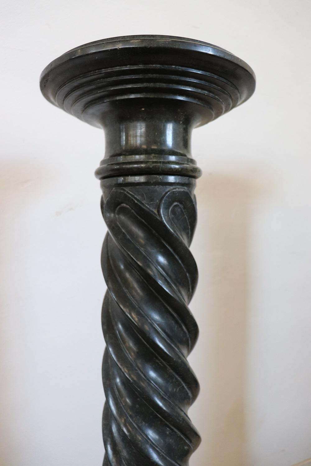 Late 19th Century Italian Antique Column in Black Marble  For Sale 6