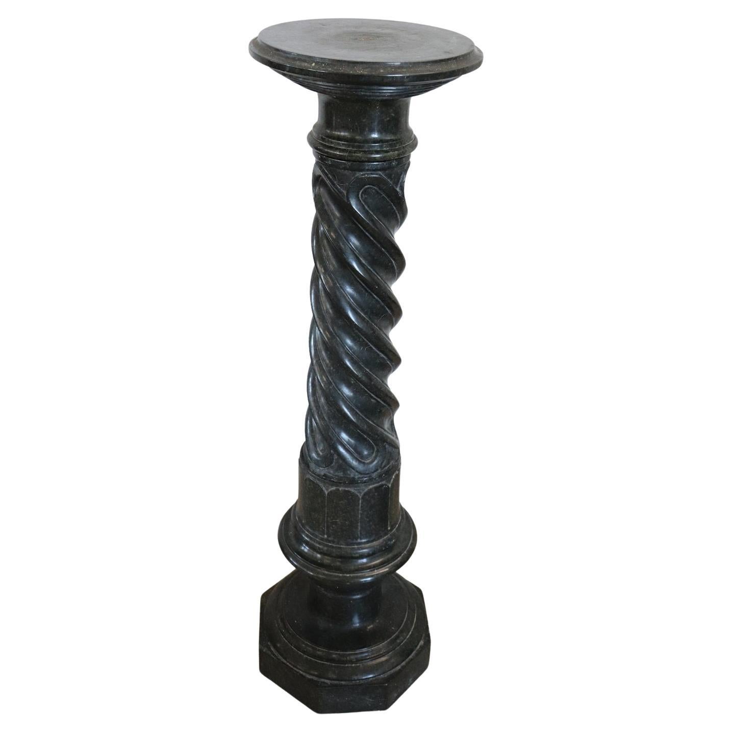 Late 19th Century Italian Antique Column in Black Marble 