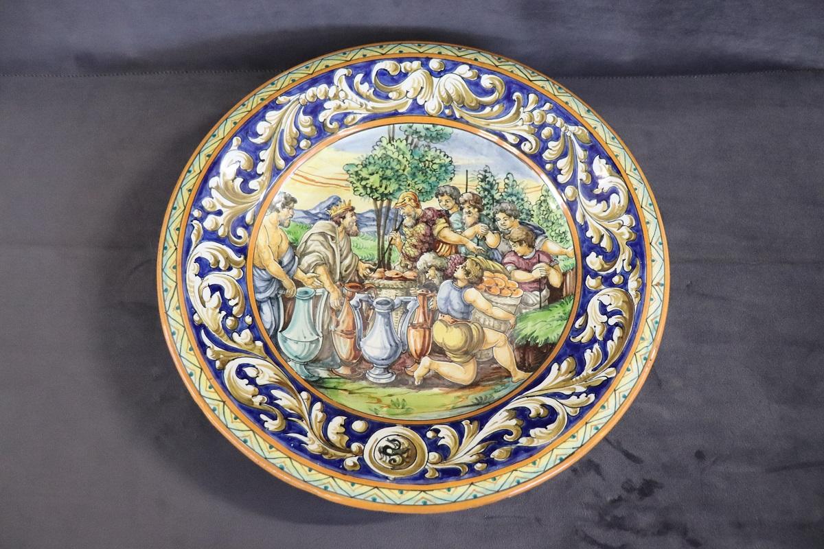 Late 19th Century Italian Antique Majolica Two Decorative Wall Plates For Sale 5