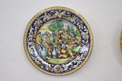 Late 19th Century Italian Antique Majolica Two Decorative Wall Plates