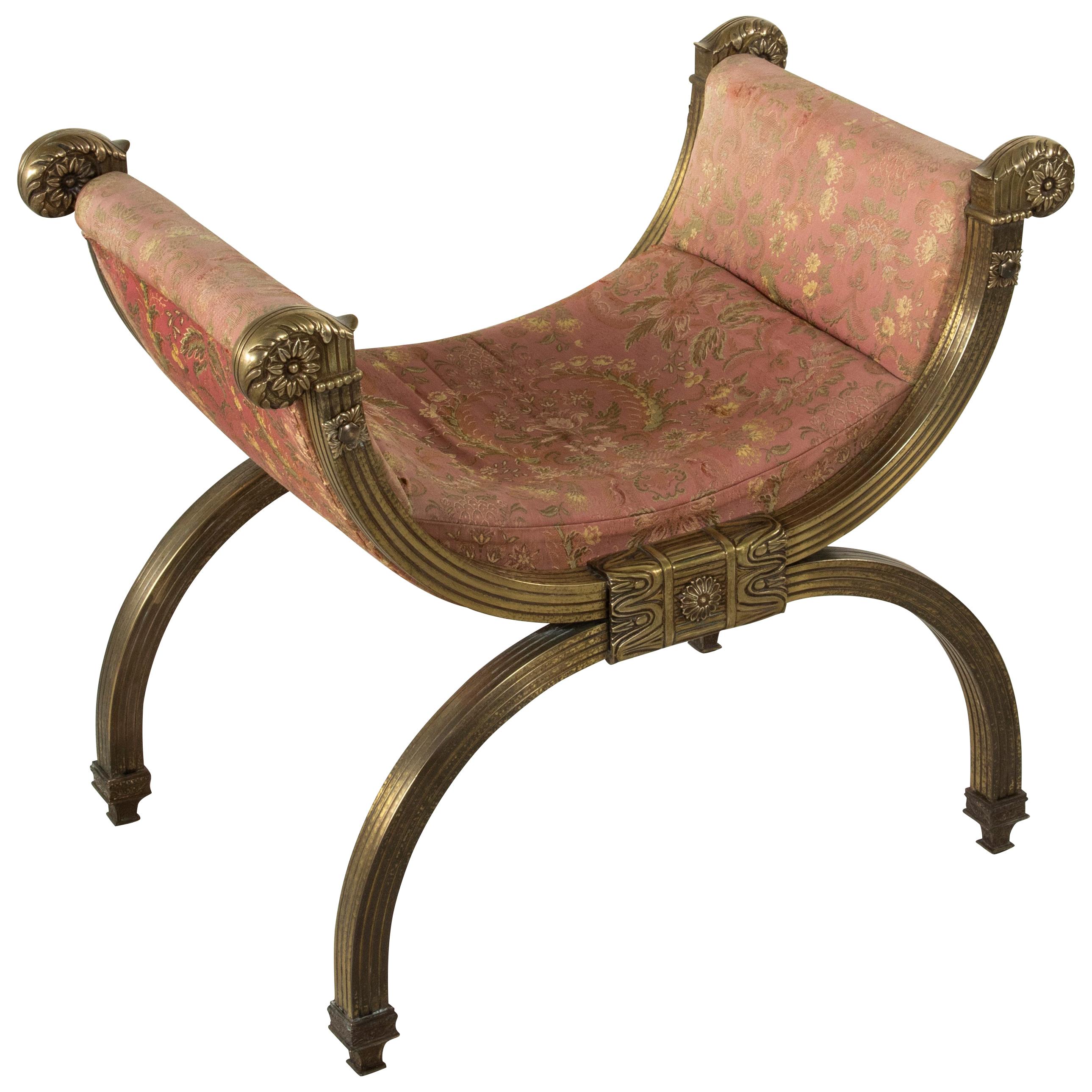Late 19th Century Italian Baroque Bronze Dagobert Bench, Banquette, or Stool