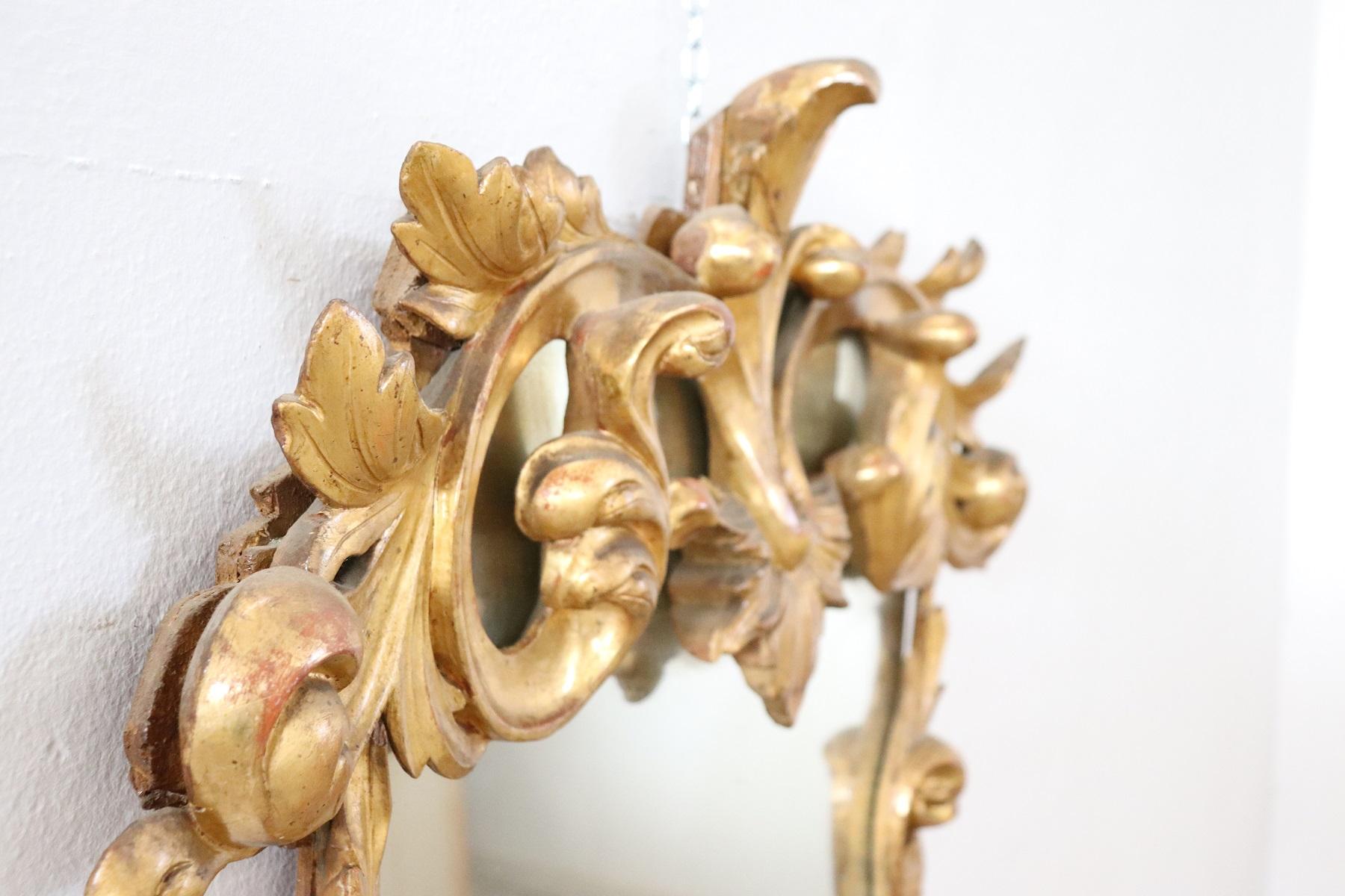 Late 19th Century Italian Baroque Style Carved Gilded Wood Wall Mirror 6
