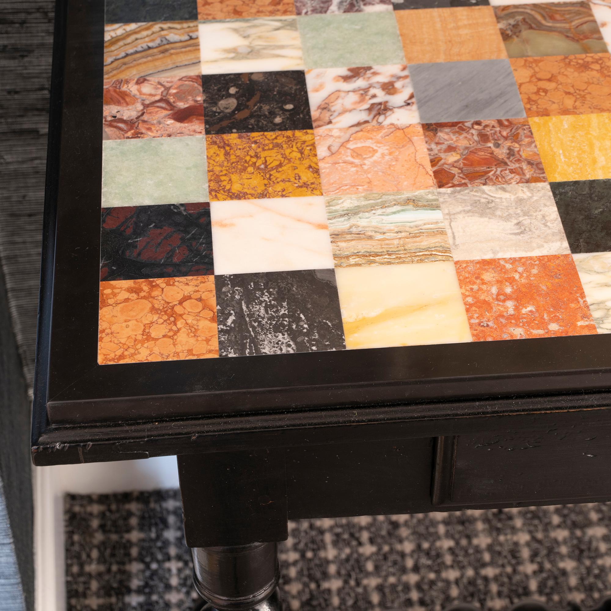 Late 19th Century Italian Black Desk with Multi-Color Marble Top 4