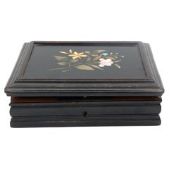 Antique Late 19th Century Italian Box with Pietra Dura Panelled Top