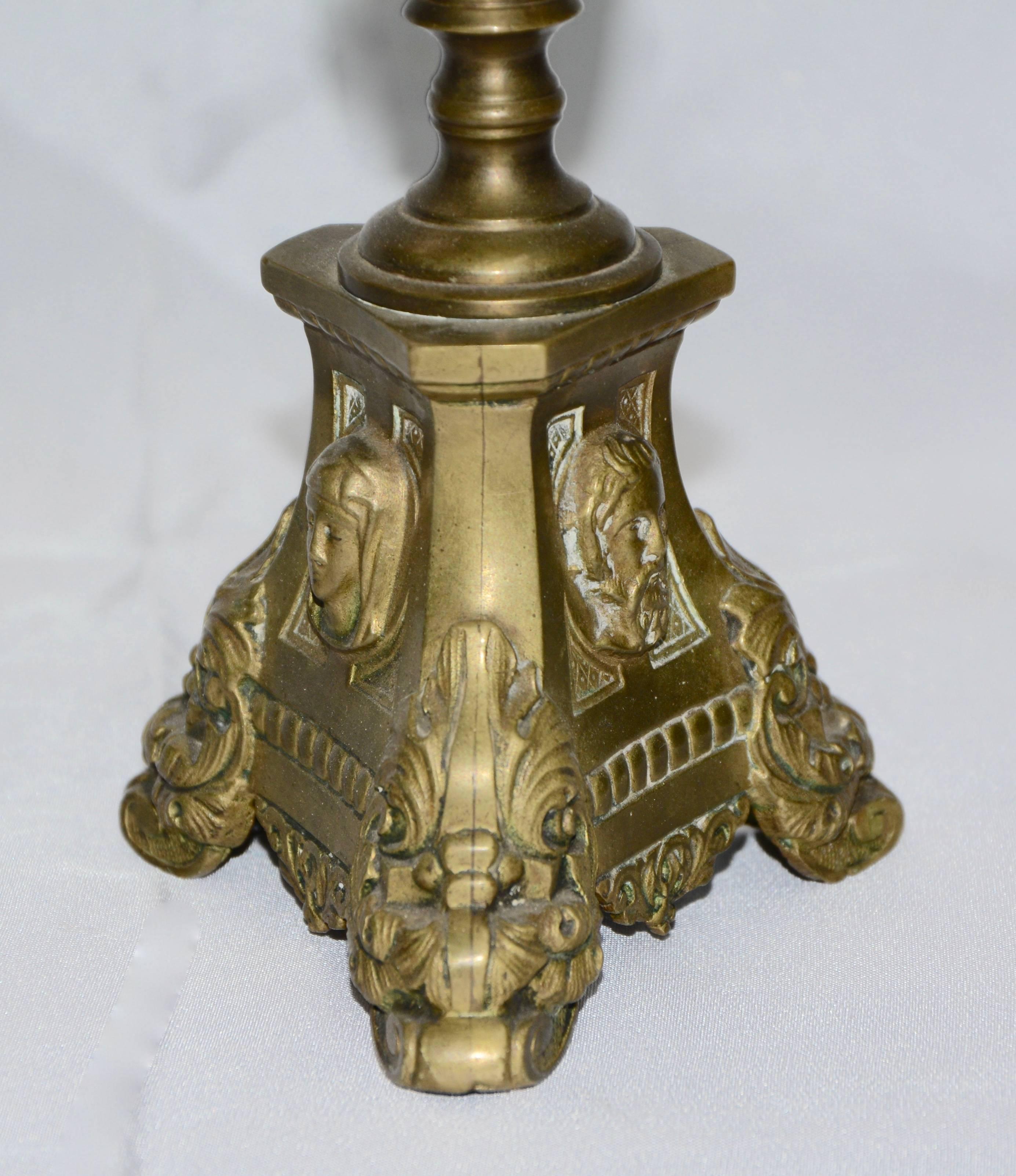 Cast Italian Brass Altar Oil Burner, 19th Century For Sale
