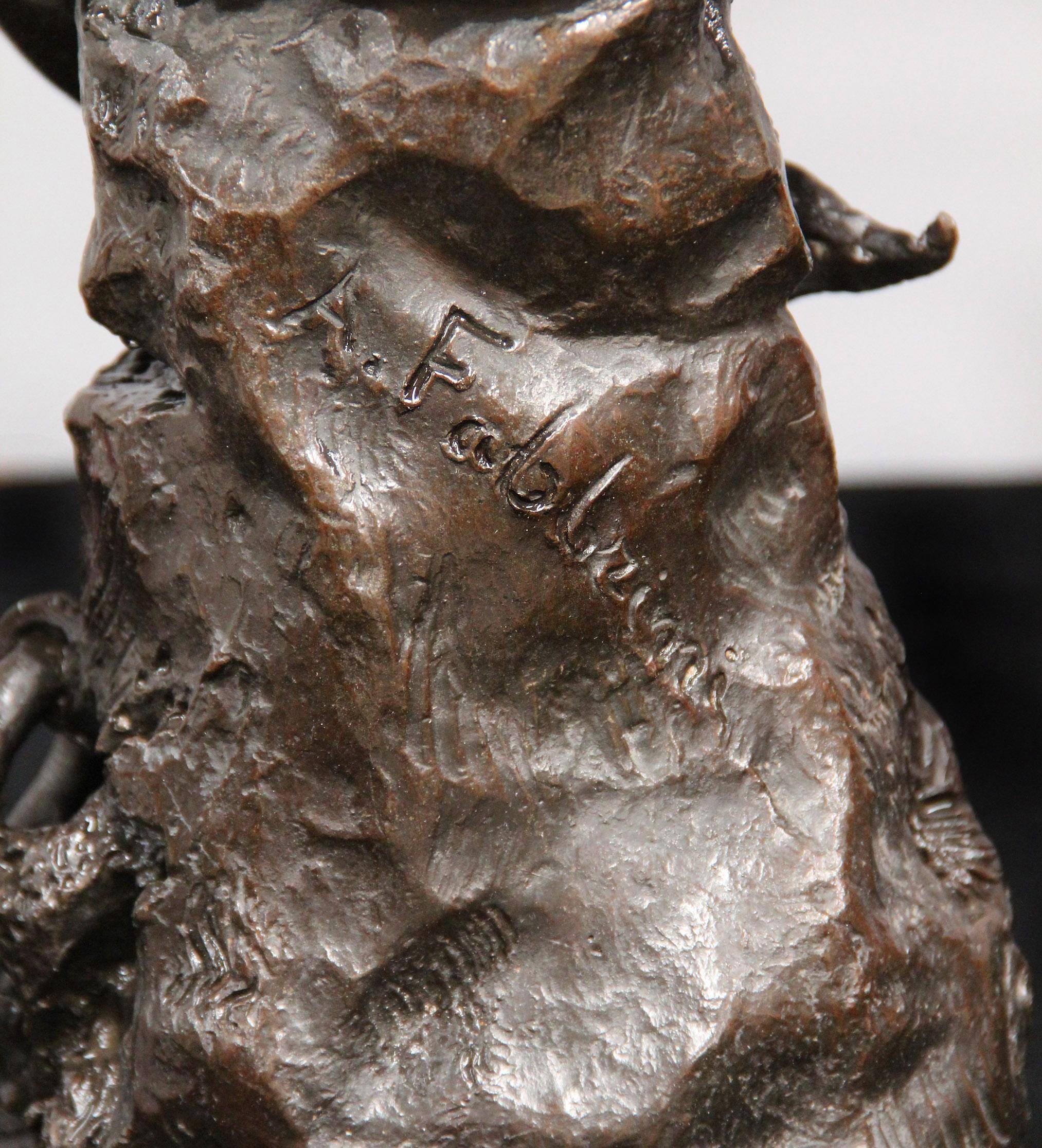 Late 19th Century Italian Bronze Sculpture of a Fishing Boy by Fabbrini For Sale 1