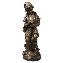 Sculpture italienne en bronze de la fin du XIXe siècle représentant un pêcheur par Fabbrini