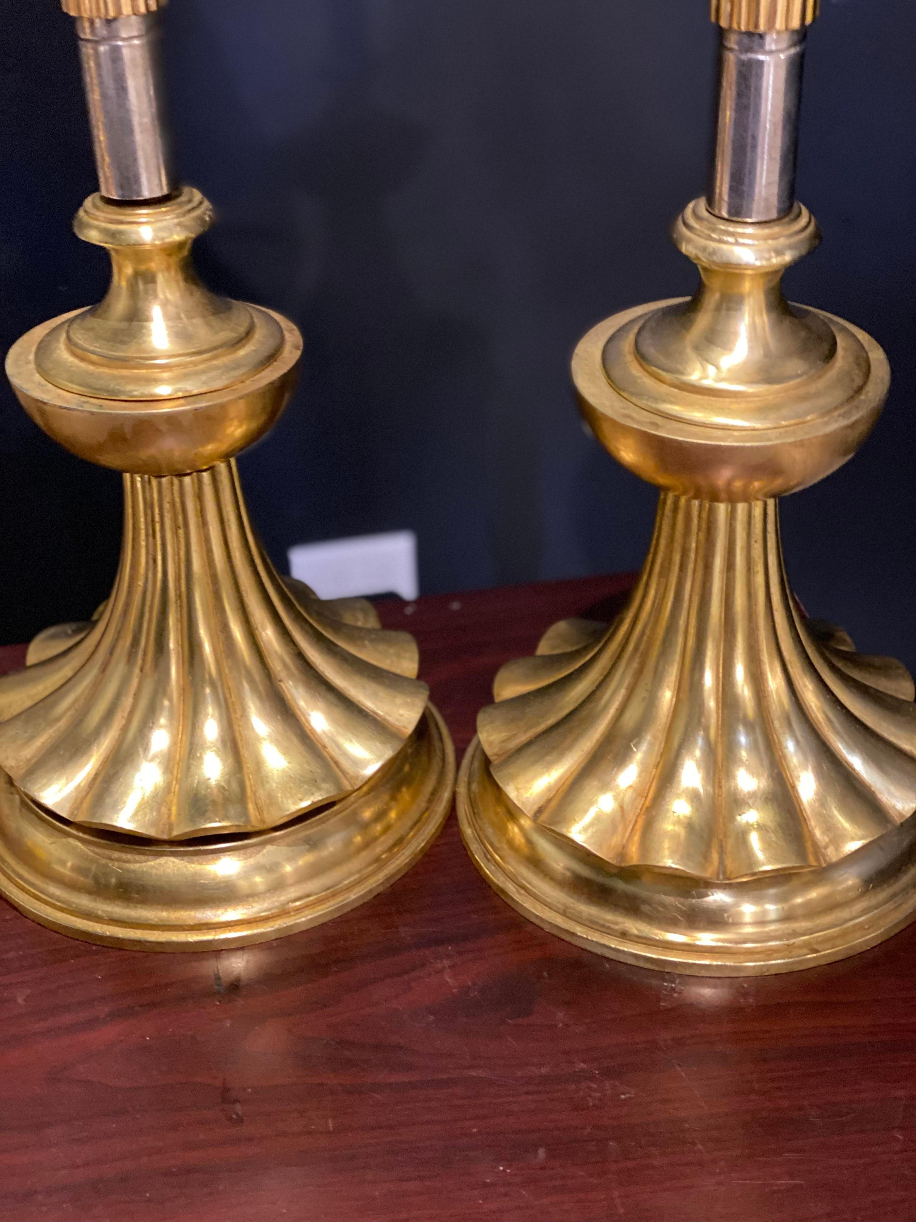 Neoclassical Late 19th Century Italian Candlestick Table Lamps For Sale