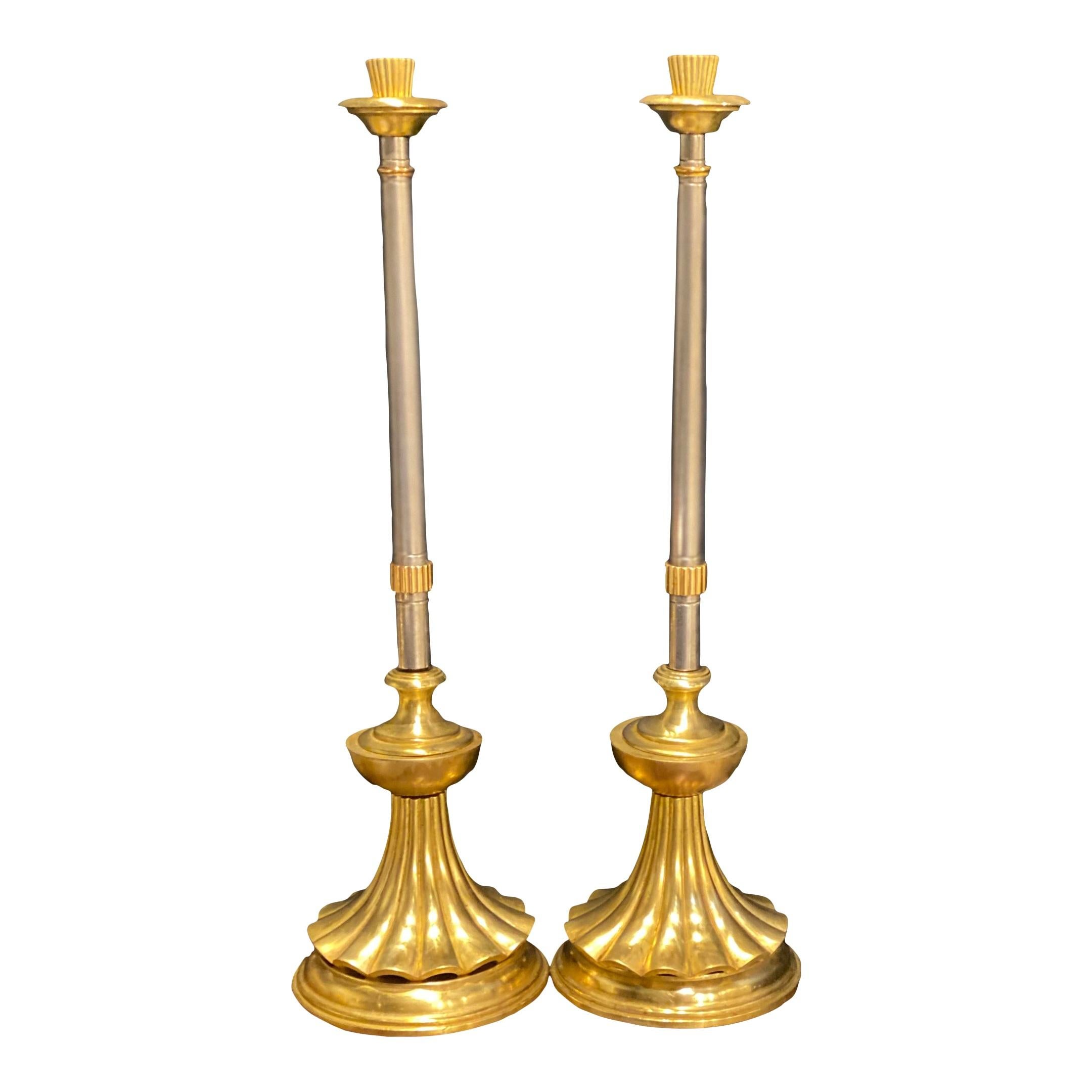 Late 19th Century Italian Candlestick Table Lamps For Sale