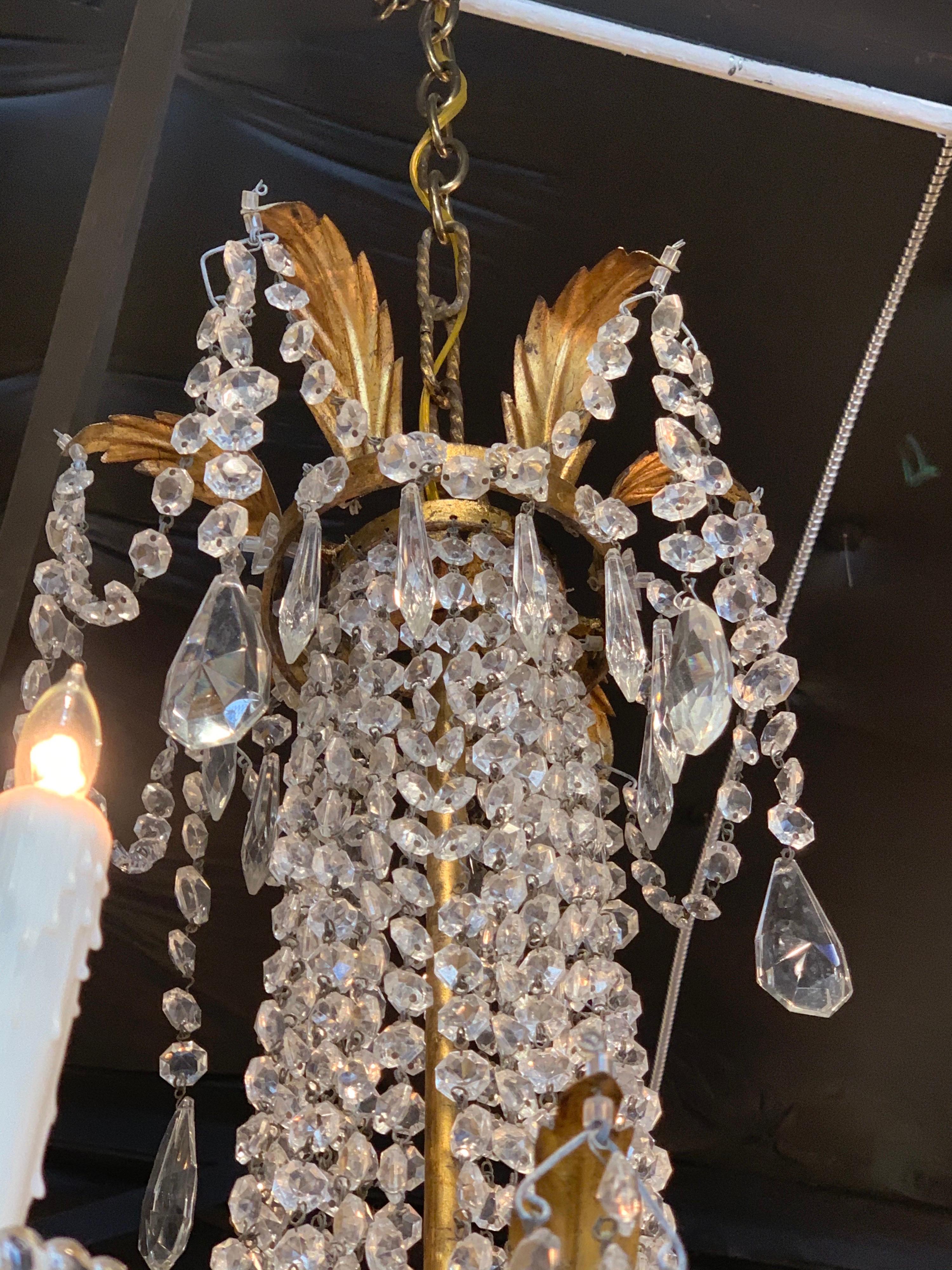 Late 19th Century Italian Empire Style Crystal Chandelier with 6 Lights 1